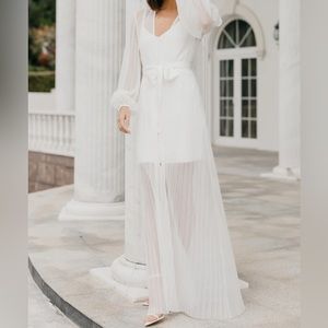 PLEATED MAXI BRIDAL ROBE - INCLUDES SLIP